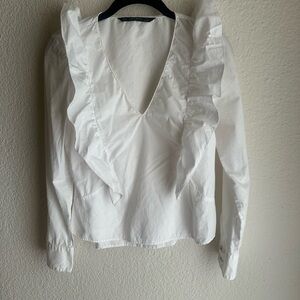 Elegant White Ruffle Blouse